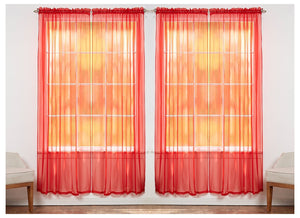 J&V Textiles 4-Pack Value: Solid Sheer Window Curtain Panels