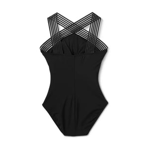 Aqua Green Women's Crossover Neck One Piece Swimsuit UPF 50+