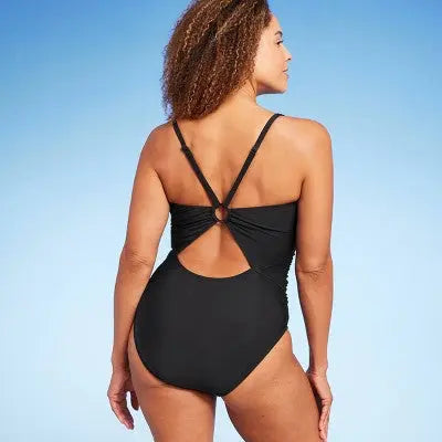 Aqua Green Women's Ring Back One Piece Swimsuit UPF 50+ Swimwear
