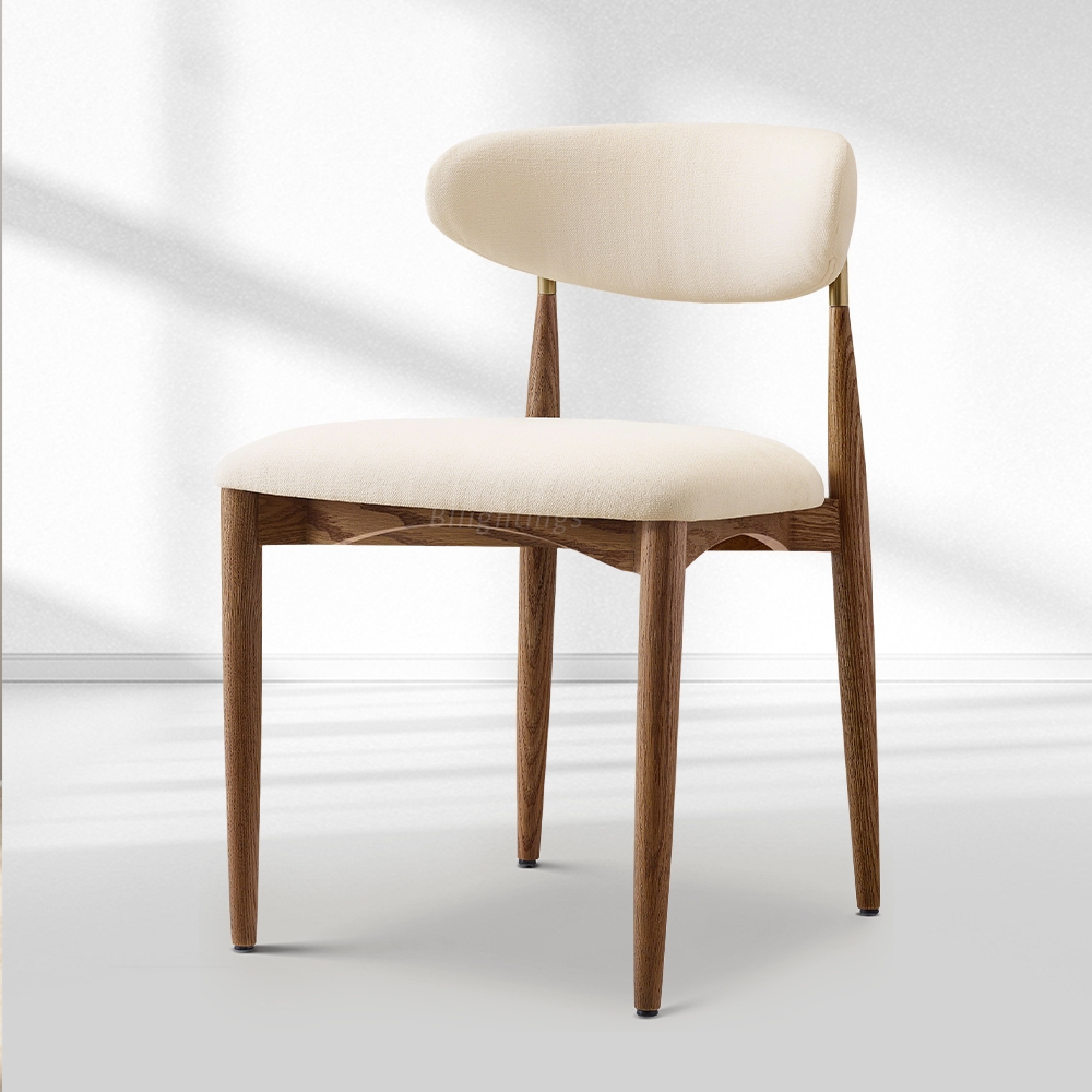 Vegan Leather Dining Chair with Oak Frame & Steel Legs 30.5" H