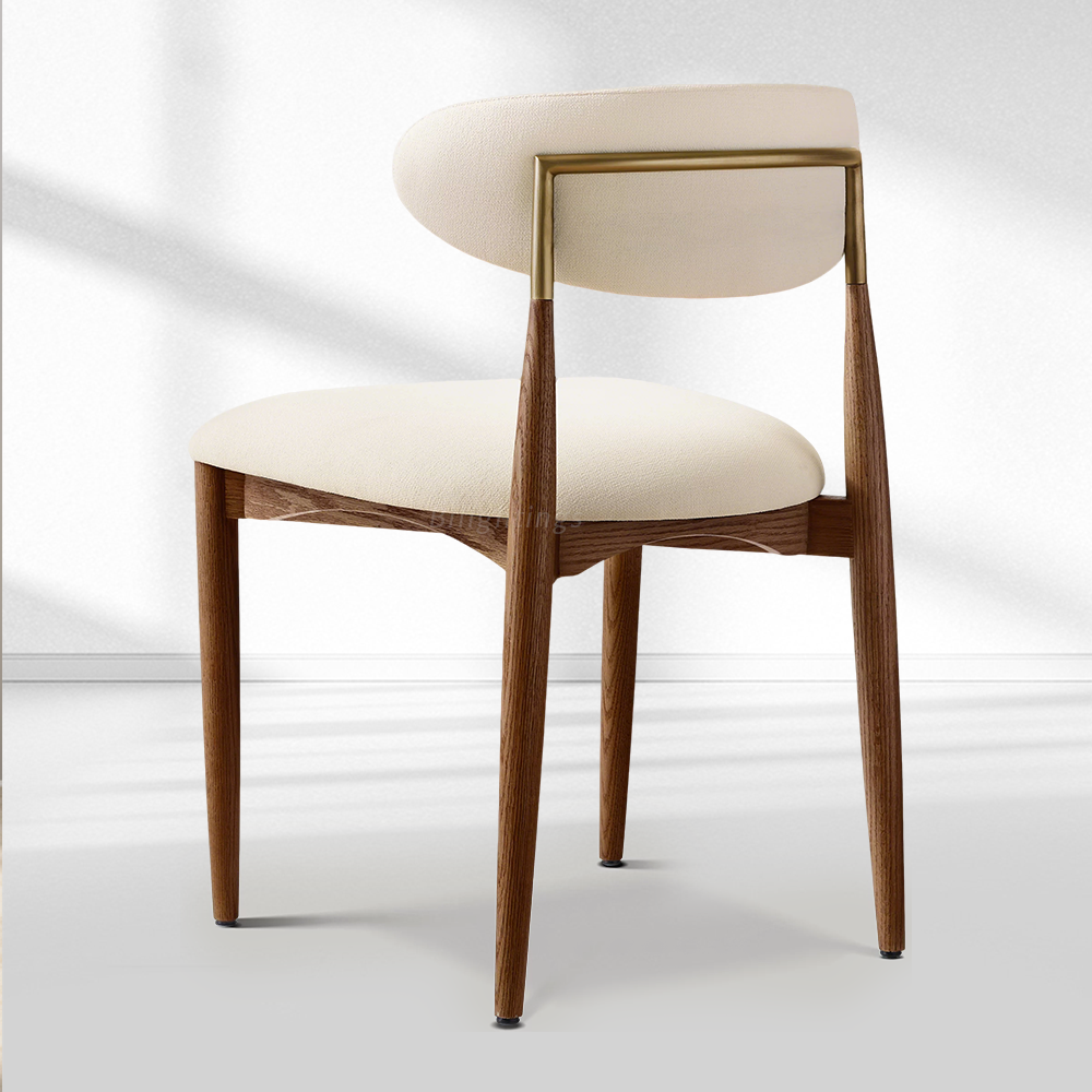 Vegan Leather Dining Chair with Oak Frame & Steel Legs 30.5" H