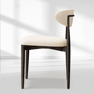 Vegan Leather Dining Chair with Oak Frame & Steel Legs 30.5" H