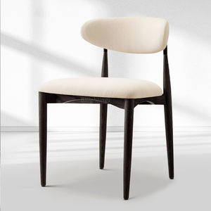 Vegan Leather Dining Chair with Oak Frame & Steel Legs 30.5" H