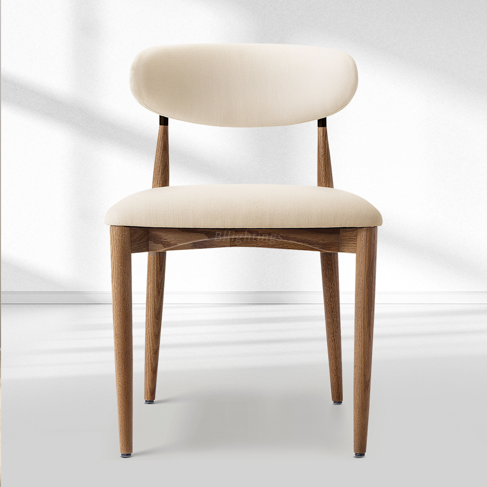 Vegan Leather Dining Chair with Oak Frame & Steel Legs 30.5" H