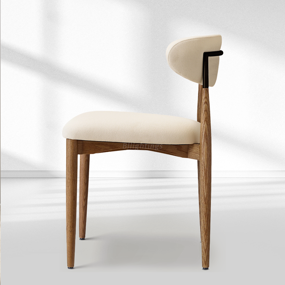 Vegan Leather Dining Chair with Oak Frame & Steel Legs 30.5" H