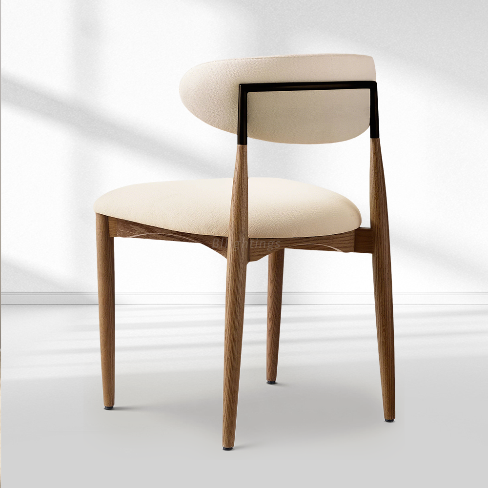 Vegan Leather Dining Chair with Oak Frame & Steel Legs 30.5" H