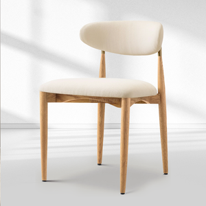 Vegan Leather Dining Chair with Oak Frame & Steel Legs 30.5" H