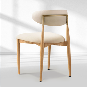 Vegan Leather Dining Chair with Oak Frame & Steel Legs 30.5" H