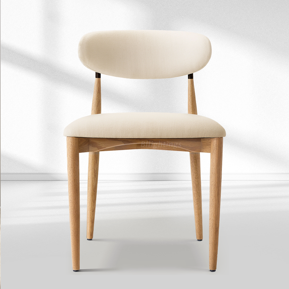 Vegan Leather Dining Chair with Oak Frame & Steel Legs 30.5" H