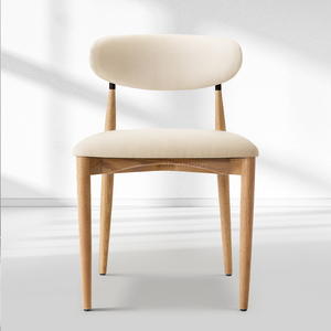 Vegan Leather Dining Chair with Oak Frame & Steel Legs 30.5" H