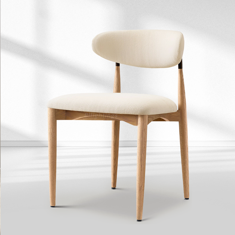 Vegan Leather Dining Chair with Oak Frame & Steel Legs 30.5" H
