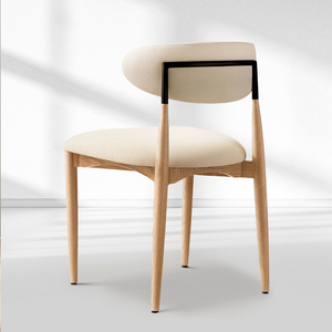 Vegan Leather Dining Chair with Oak Frame & Steel Legs 30.5" H