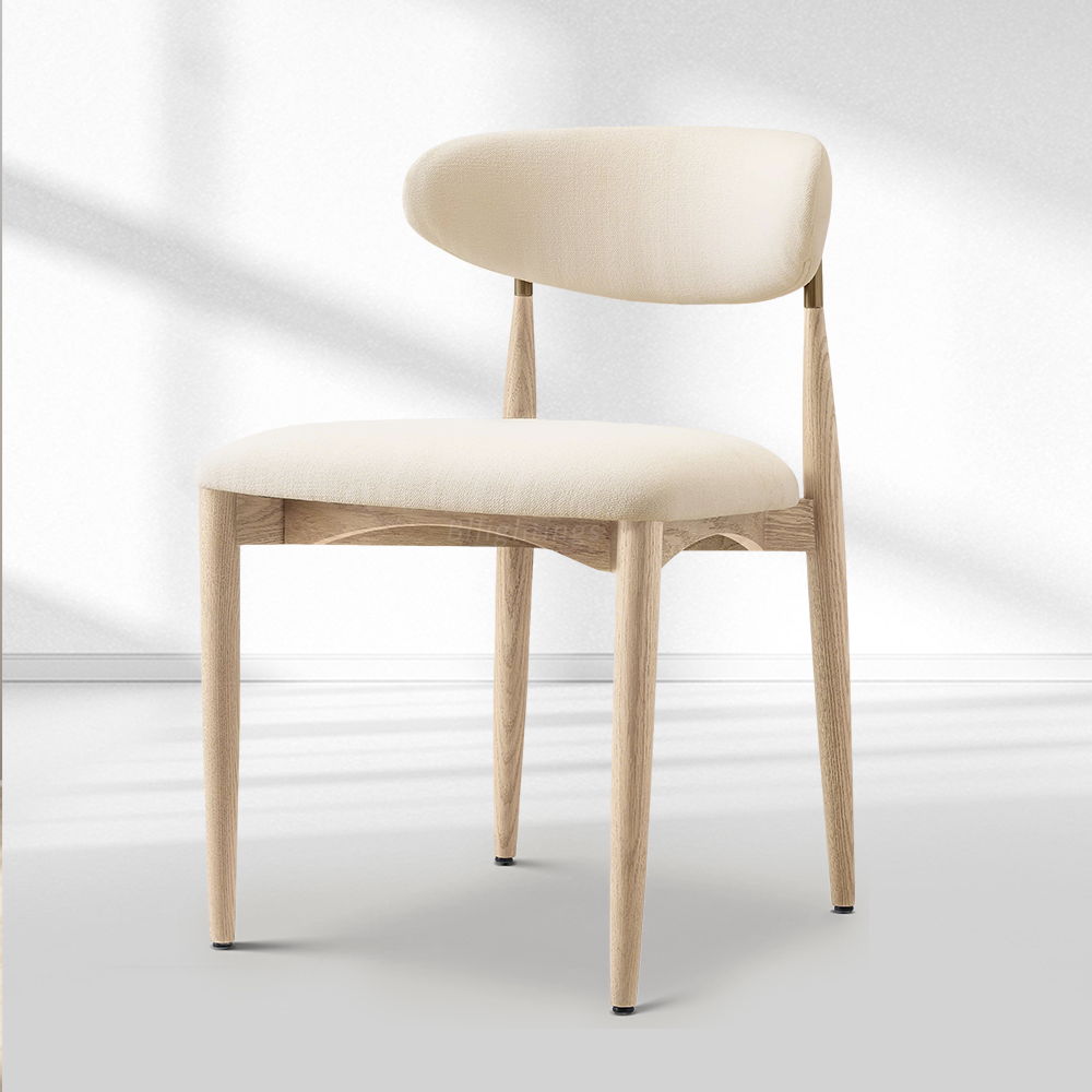 Vegan Leather Dining Chair with Oak Frame & Steel Legs 30.5" H