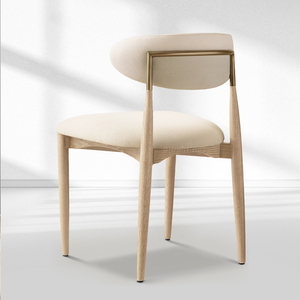 Vegan Leather Dining Chair with Oak Frame & Steel Legs 30.5" H