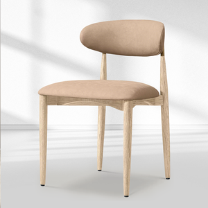 Vegan Leather Dining Chair with Oak Frame & Steel Legs 30.5" H