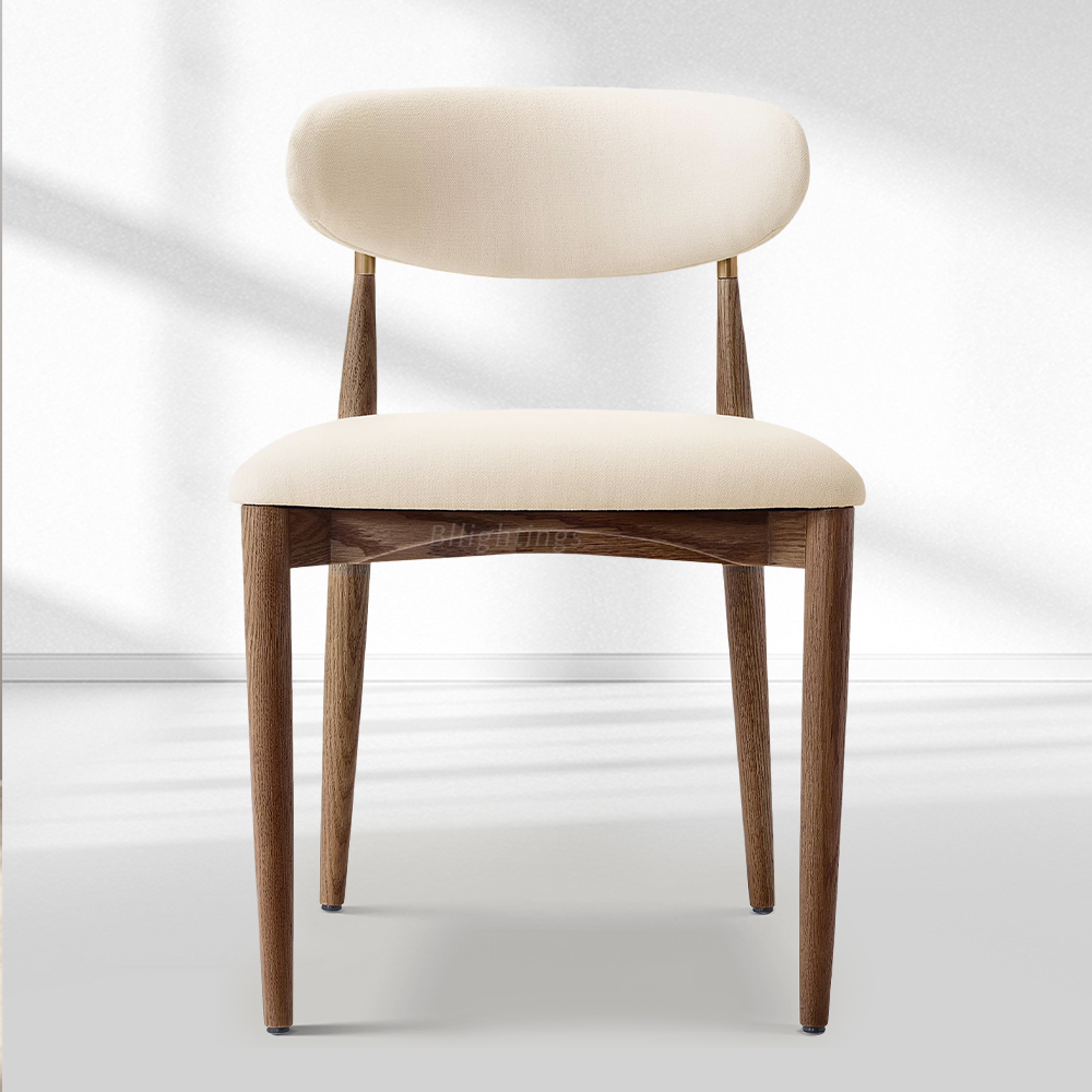 Vegan Leather Dining Chair with Oak Frame & Steel Legs 30.5" H