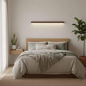 Pinea | Linear Pine Wood Wall Light with Frosted Diffuser, Dimmable Warm LED for Hallway