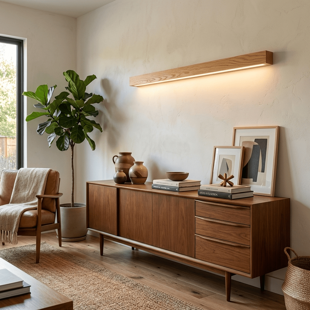 Pinea | Linear Pine Wood Wall Light with Frosted Diffuser, Dimmable Warm LED for Hallway