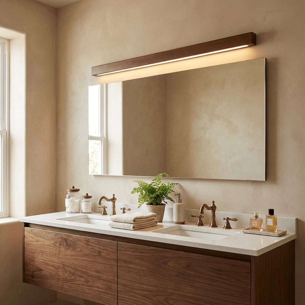 Pinea | Linear Pine Wood Wall Light with Frosted Diffuser, Dimmable Warm LED for Hallway
