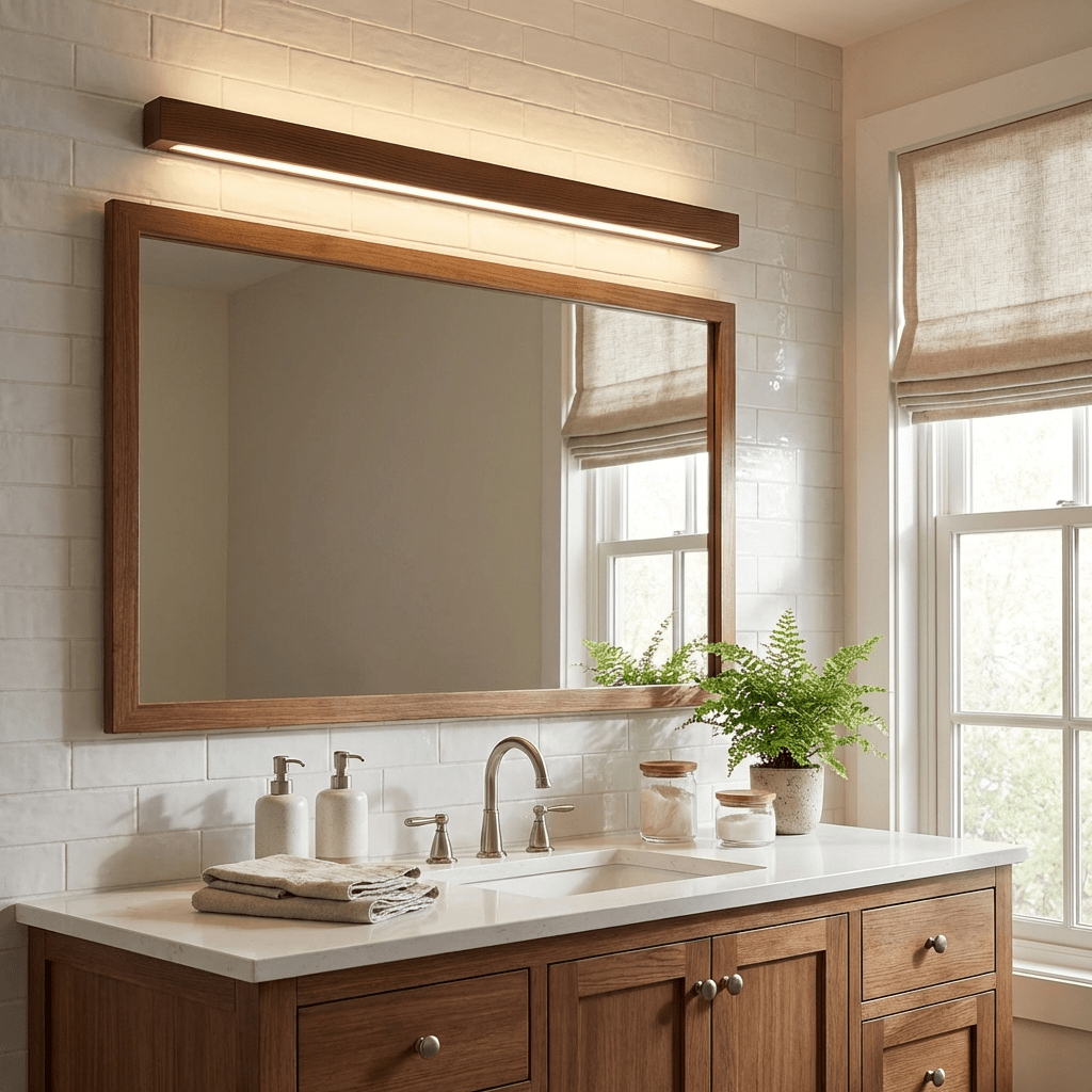 Pinea | Linear Pine Wood Wall Light with Frosted Diffuser, Dimmable Warm LED for Hallway