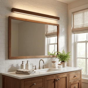 Pinea | Linear Pine Wood Wall Light with Frosted Diffuser, Dimmable Warm LED for Hallway