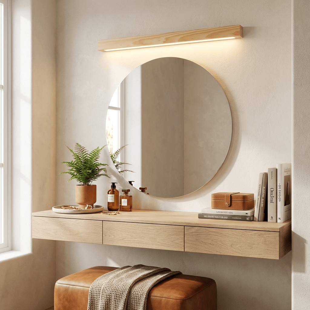 Pinea | Linear Pine Wood Wall Light with Frosted Diffuser, Dimmable Warm LED for Hallway