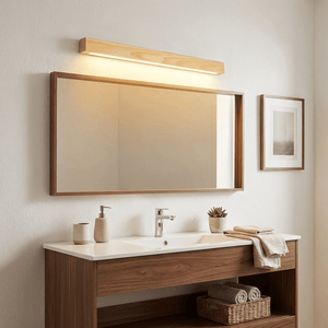 Pinea | Linear Pine Wood Wall Light with Frosted Diffuser, Dimmable Warm LED for Hallway