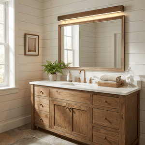 Pinea | Linear Pine Wood Wall Light with Frosted Diffuser, Dimmable Warm LED for Hallway