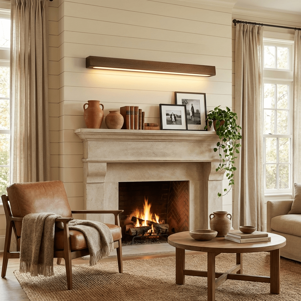 Pinea | Linear Pine Wood Wall Light with Frosted Diffuser, Dimmable Warm LED for Hallway