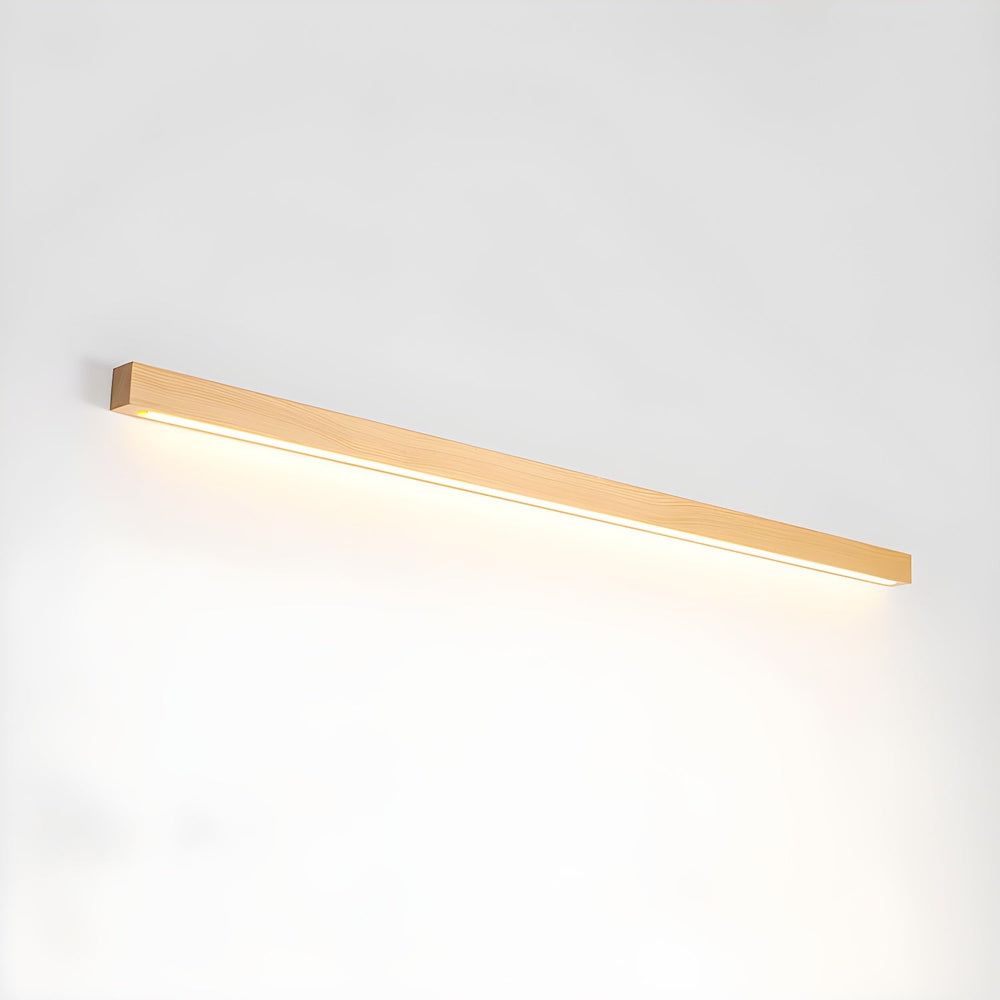 Pinea | Linear Pine Wood Wall Light with Frosted Diffuser, Dimmable Warm LED for Hallway