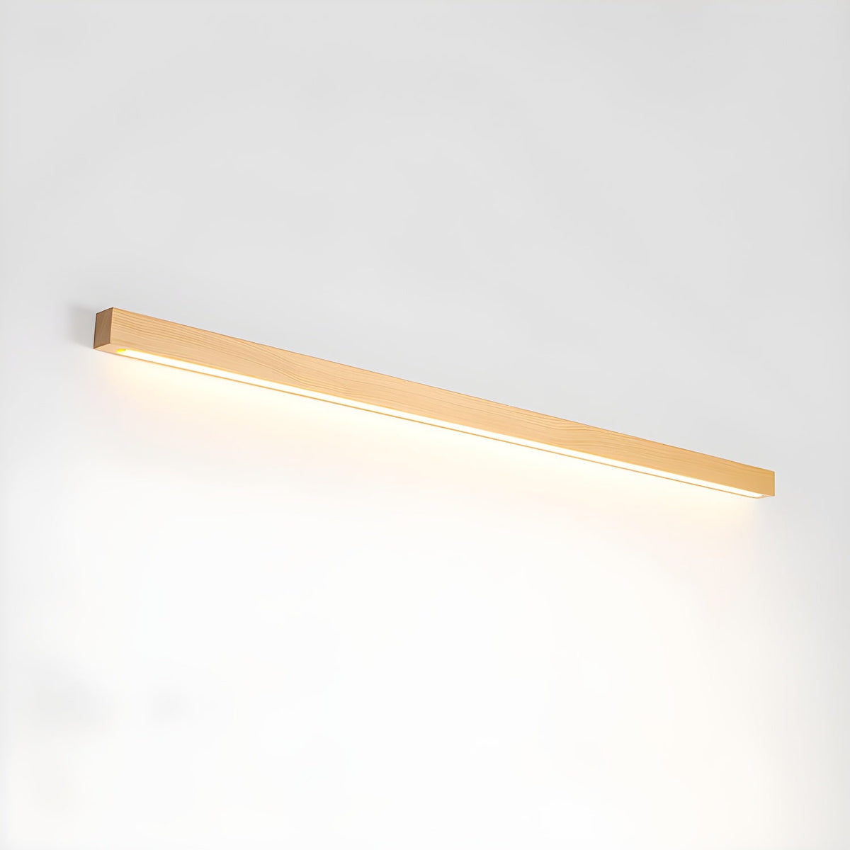 Pinea | Linear Pine Wood Wall Light with Frosted Diffuser, Dimmable Warm LED for Hallway