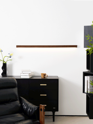 Pinea | Linear Pine Wood Wall Light with Frosted Diffuser, Dimmable Warm LED for Hallway