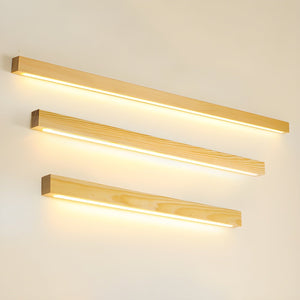 Pinea | Linear Pine Wood Wall Light with Frosted Diffuser, Dimmable Warm LED for Hallway