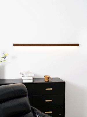 Pinea | Linear Pine Wood Wall Light with Frosted Diffuser, Dimmable Warm LED for Hallway