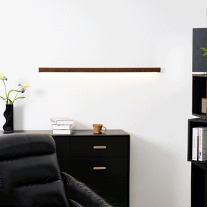 Pinea | Linear Pine Wood Wall Light with Frosted Diffuser, Dimmable Warm LED for Hallway