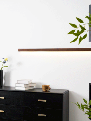 Pinea | Linear Pine Wood Wall Light with Frosted Diffuser, Dimmable Warm LED for Hallway