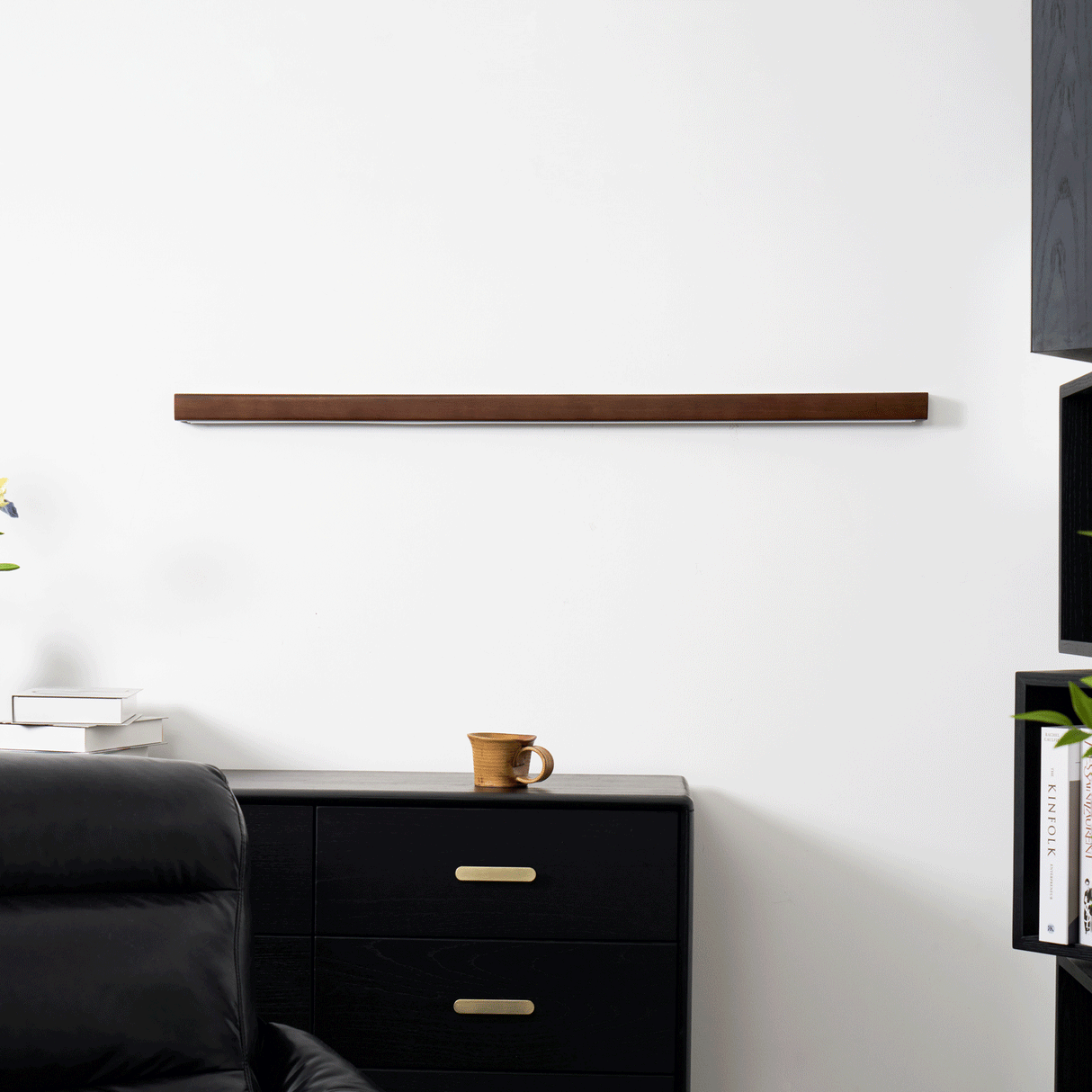Pinea | Linear Pine Wood Wall Light with Frosted Diffuser, Dimmable Warm LED for Hallway
