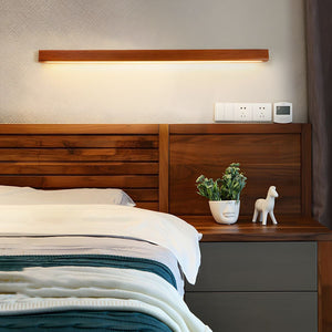 Pinea | Linear Pine Wood Wall Light with Frosted Diffuser, Dimmable Warm LED for Hallway