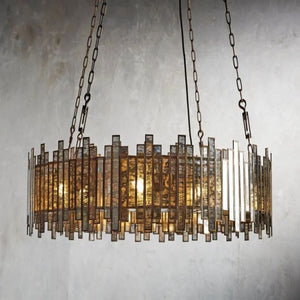 Moroccan Mirrored Glass Chandelier 24" 36" E12 Brass Fixture