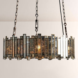 Moroccan Mirrored Glass Chandelier 24" 36" E12 Brass Fixture