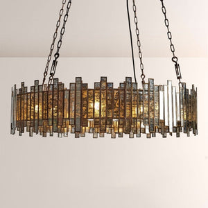 Moroccan Mirrored Glass Chandelier 24" 36" E12 Brass Fixture