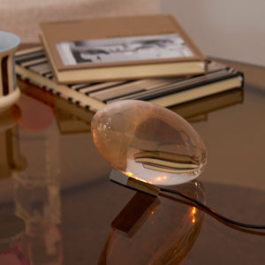 Seren | Crystal Glass Table Lamp with Chrome Base, Compact Plug-In Accent Light for Desk