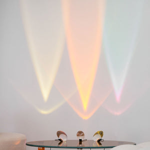 Seren | Crystal Glass Table Lamp with Chrome Base, Compact Plug-In Accent Light for Desk