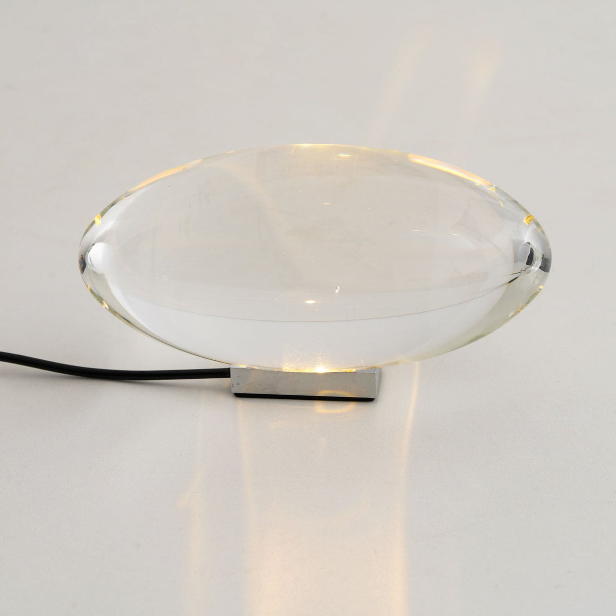 Seren | Crystal Glass Table Lamp with Chrome Base, Compact Plug-In Accent Light for Desk