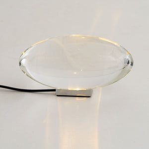 Seren | Crystal Glass Table Lamp with Chrome Base, Compact Plug-In Accent Light for Desk