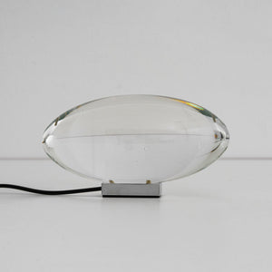 Seren | Crystal Glass Table Lamp with Chrome Base, Compact Plug-In Accent Light for Desk