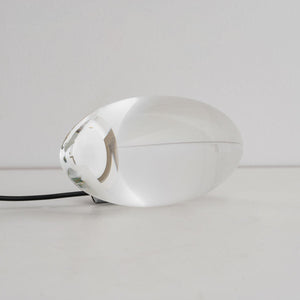 Seren | Crystal Glass Table Lamp with Chrome Base, Compact Plug-In Accent Light for Desk
