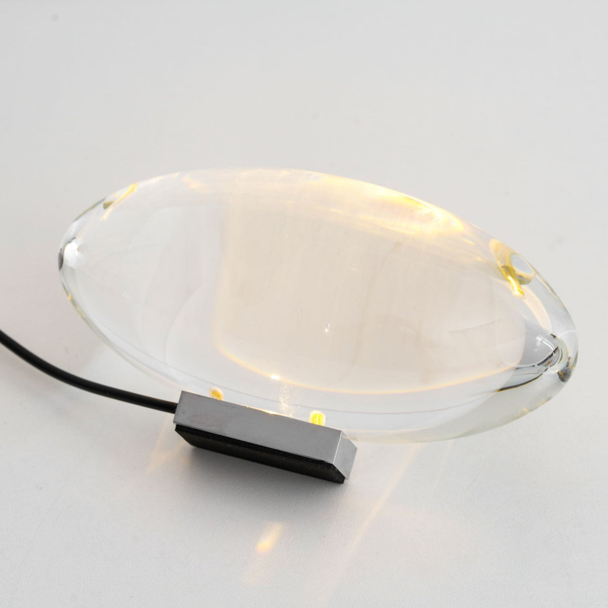 Seren | Crystal Glass Table Lamp with Chrome Base, Compact Plug-In Accent Light for Desk
