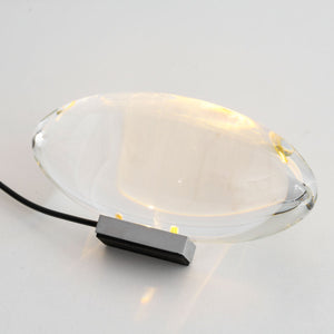 Seren | Crystal Glass Table Lamp with Chrome Base, Compact Plug-In Accent Light for Desk