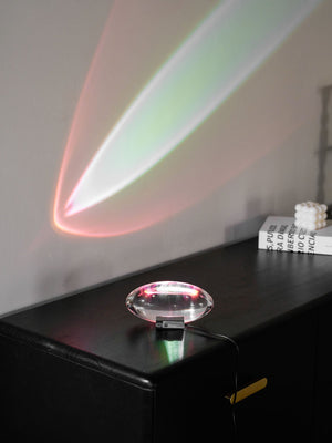 Seren | Crystal Glass Table Lamp with Chrome Base, Compact Plug-In Accent Light for Desk
